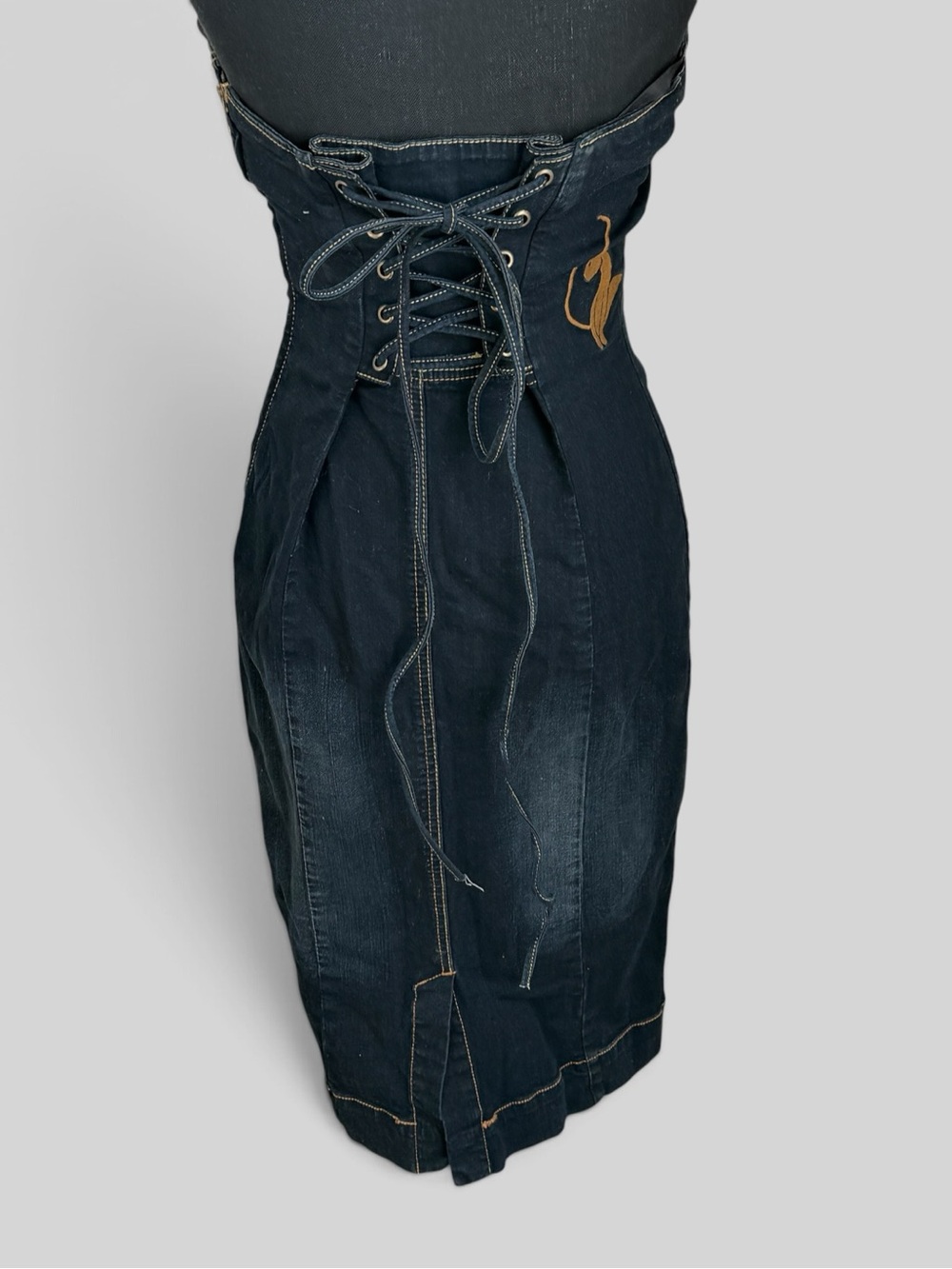 Baby Phat Strapless Dark Indigo Denim Corset Pencil Dress - Picture 5 of 12